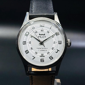 Rare Vintage HMT Pilot Watch White Dial Hand Winding {self winding} Men&#39;s Watch Movement 17 jewels