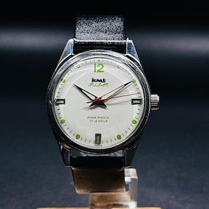 Vintage HMT Pilot Watch White old Dial Hand Winding {self winding} Men&#39;s Watch Movement 17 jewels