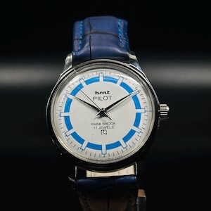 Vintage HMT Pilot Watch ,White Dial Hand Winding {self winding} Men&#39;s Watch Movement 17 jewels