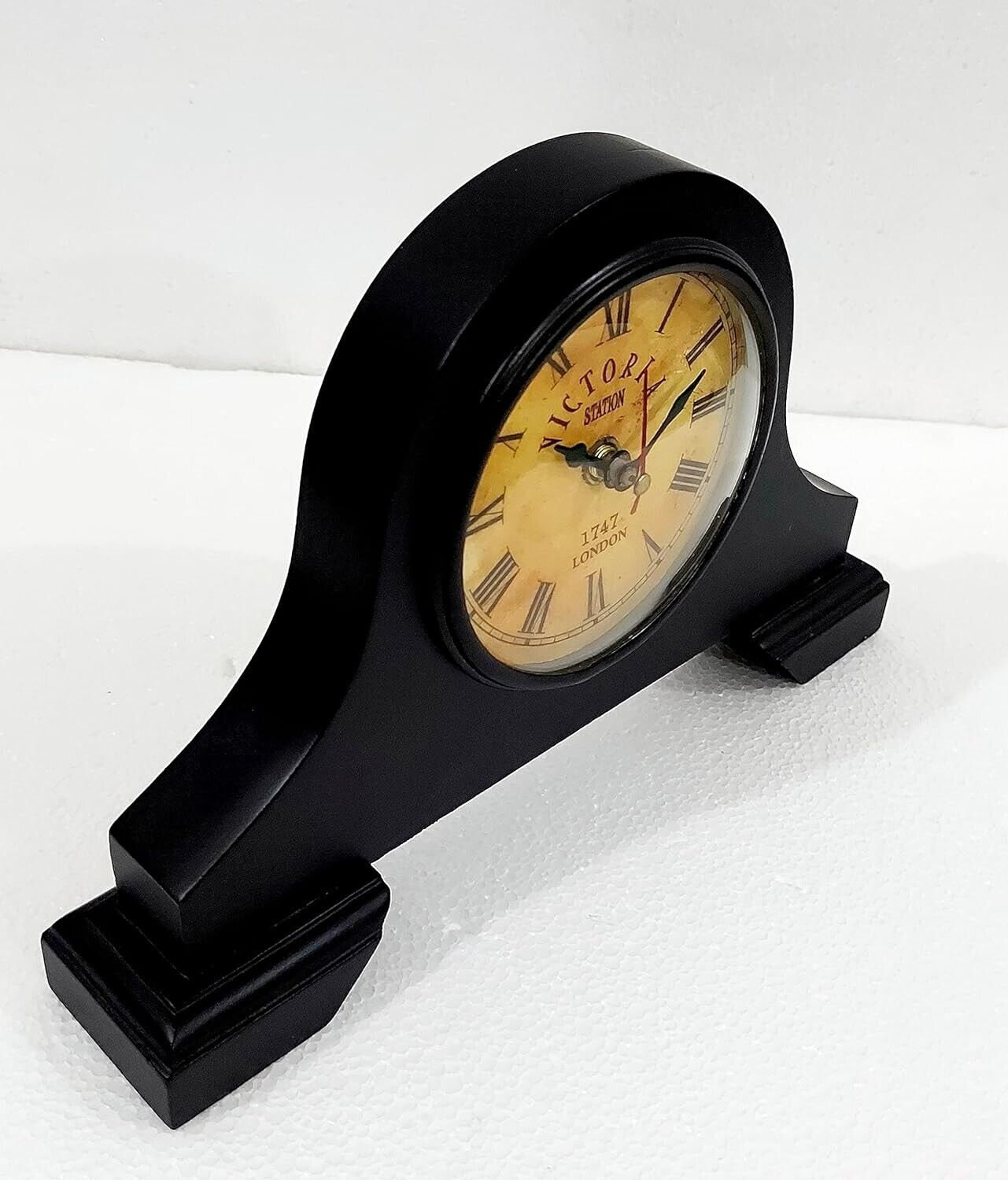 Handmade Vintage Mantel Table Shelf Clock Antique Black Desk Clock ...