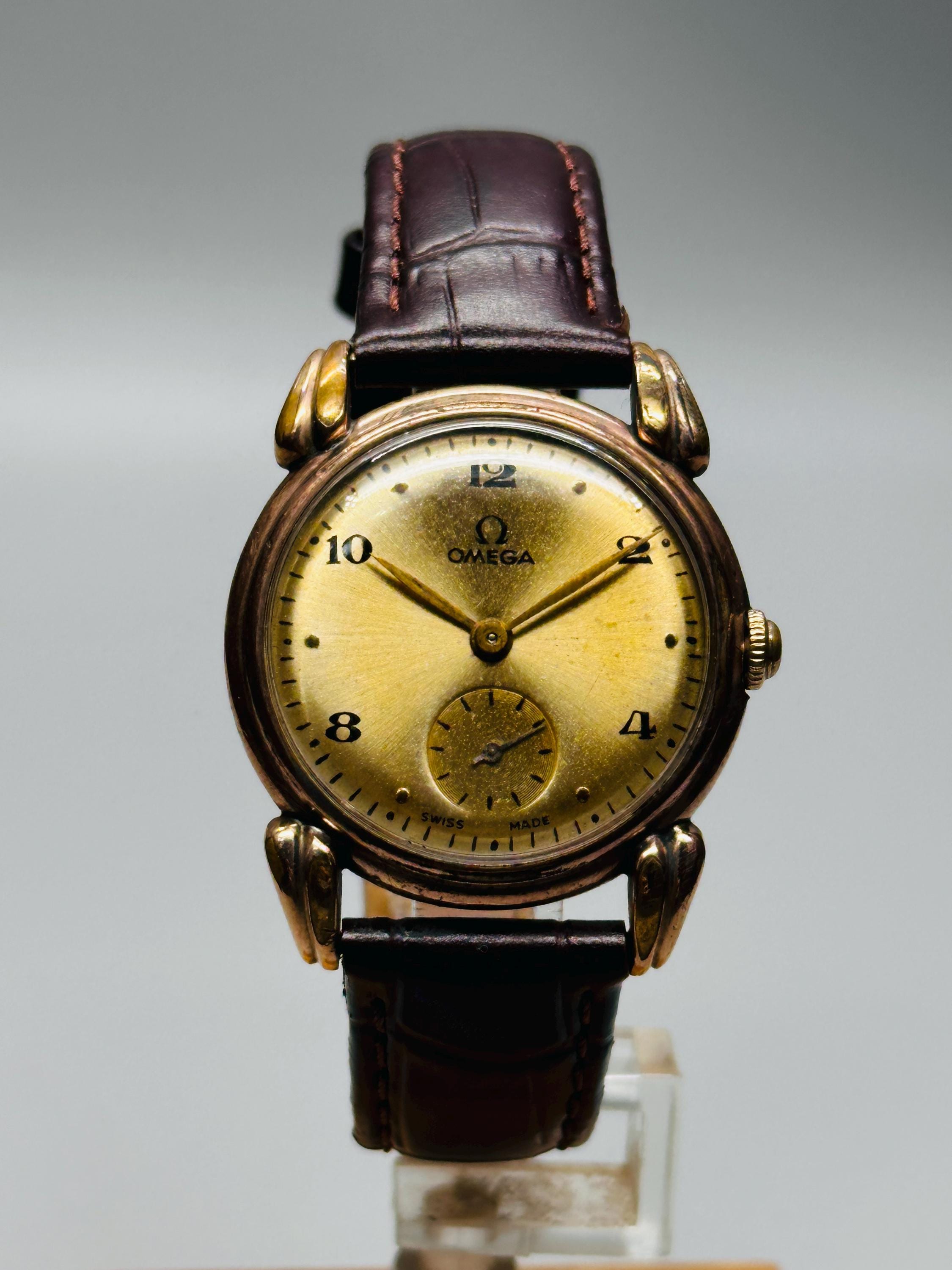 Vintage 1940s Omega Spider Lug Watch: Rose Gold Plated, Manual