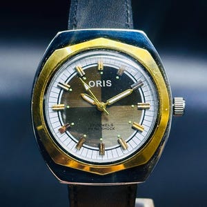 Rare Vintage Oris  Brown-White Dial 17 Jewels FHF Movement ST-96 [Self Winding]Swiss Made , Men&#39;s Wrist Watch,