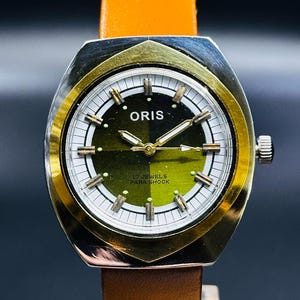 Oris Vintage Rocker White- Green Dial 17 Jewels FHF Movement ST-96 [Self Winding]Swiss Made , Men&#39;s Wrist Watch,