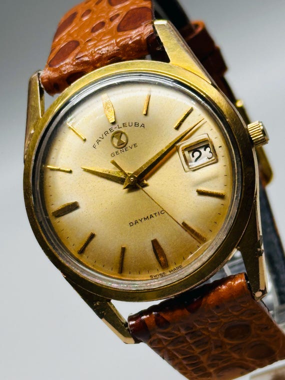 Vintage Favre Leuba Dynamic Gold Plated Automatic Watch: Swiss