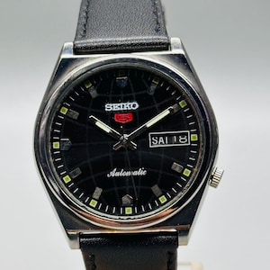 Orologio da uomo automatico Seiko nero classico vintage / Raro orologio meccanico giapponese da collezione, CL-7009, regalo per lui
