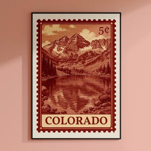 Colorado State Stamp Art Print: Vintage Colorado Travel Poster (Digital Download)