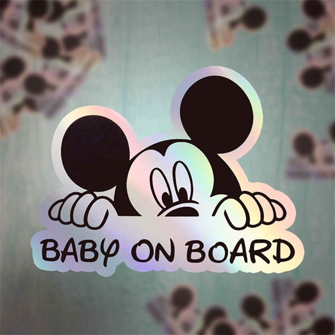 Mickey Mouse on Board Car Window Sticker Waterproof & Holographic - Etsy