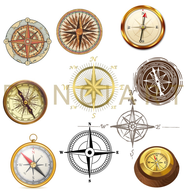 Compass Collection Frame 10 Pieces Compass PNG Cut Files | Instant Download - Etsy