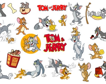 20 Pieces Tom Jerry PNG Cut Files  |  Instant Download