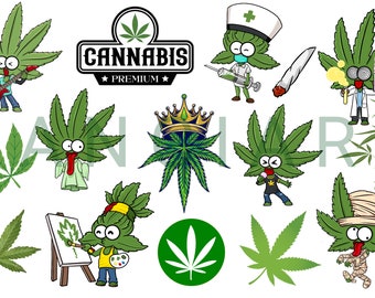 15 Pieces Marijuana PNG Cut Files  |  Instant Download