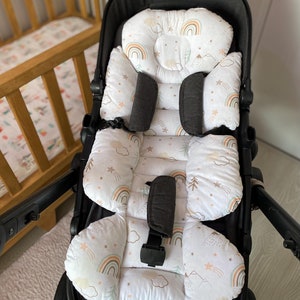 Kussen kinderwagen met regenboogpatroon, zacht kussen kinderwagen, kussen kinderwagen, universeel kussen kinderwagen