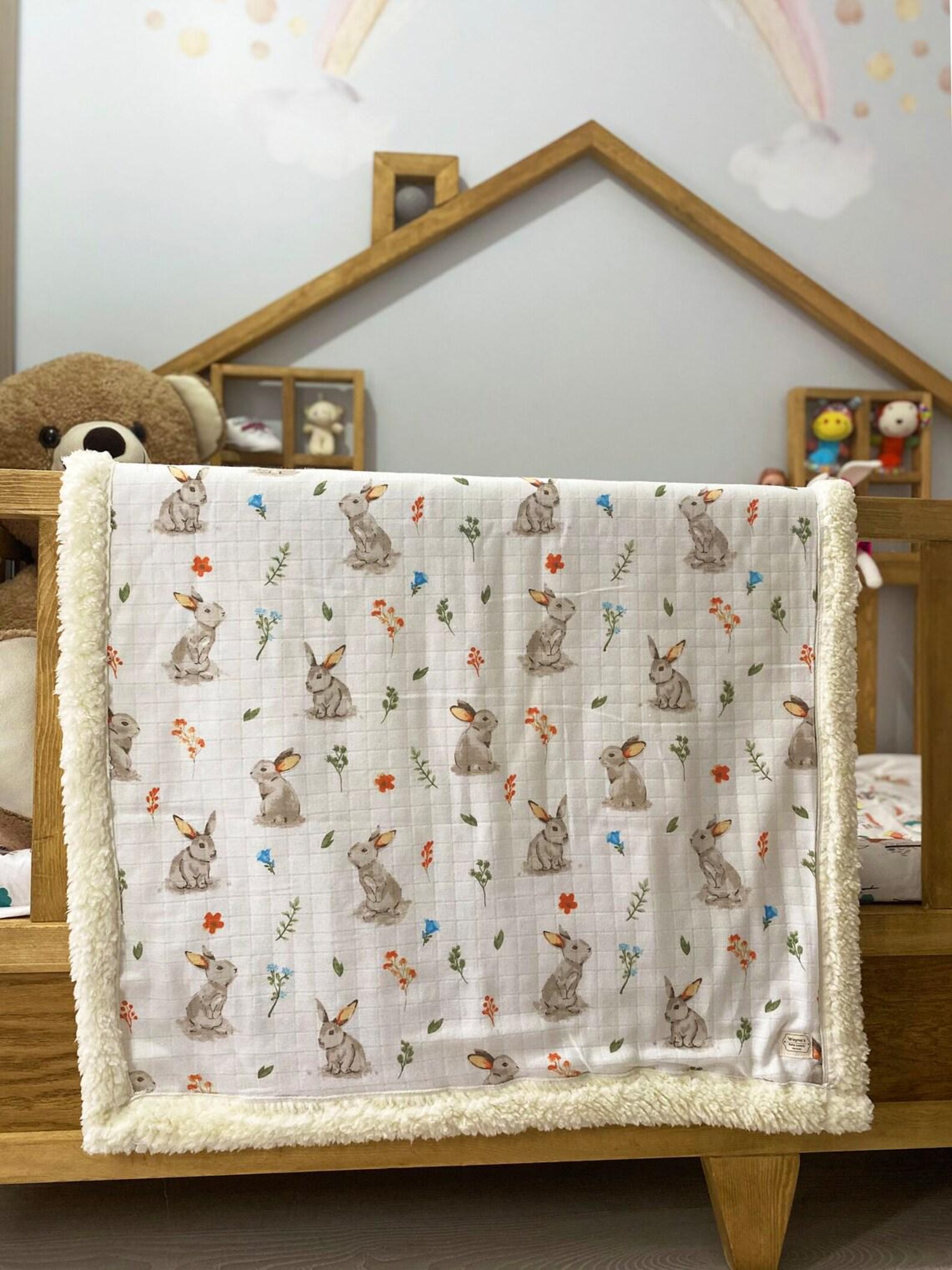 Ultra-soft Bunny Pattern Baby Blanket – Perfect for Sleep & Stroller ...