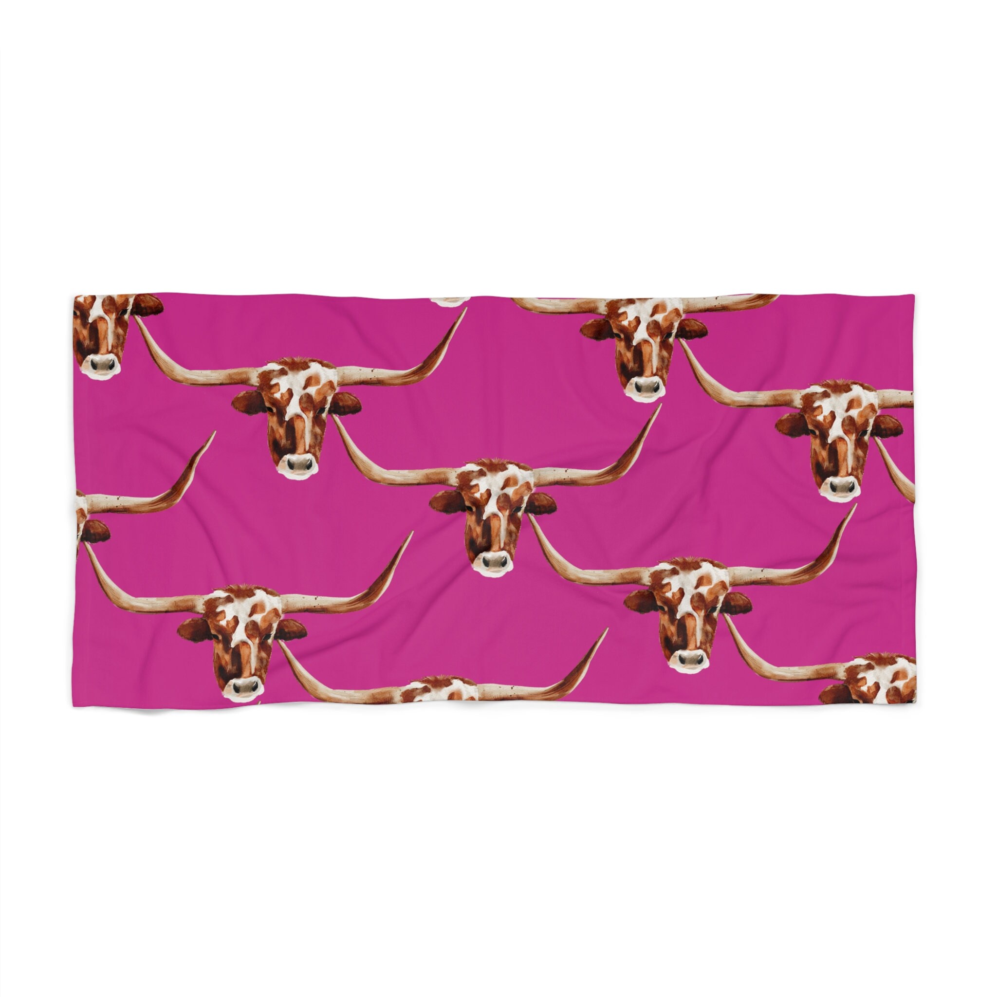 Long Horns Cow Beach Towel - Super Absorbent, Oversized 30x60 Inch Quick Dry Towel For Swimming, Camping & Travel (Comes With Mesh Bag)