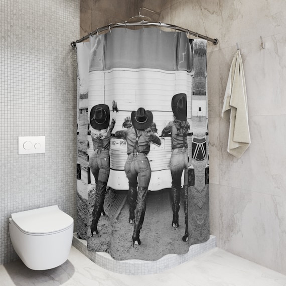 Vintage Cowgirl Shower Curtain, Western Bathroom Décor, Cowgirl Bathroom, Ranchy Home Decor