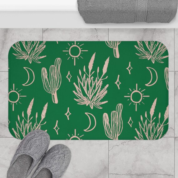 Boho Cactus Bath Mats, Desert Cactus Rugs, Western Bathroom Décor, Cowgirl Bathroom