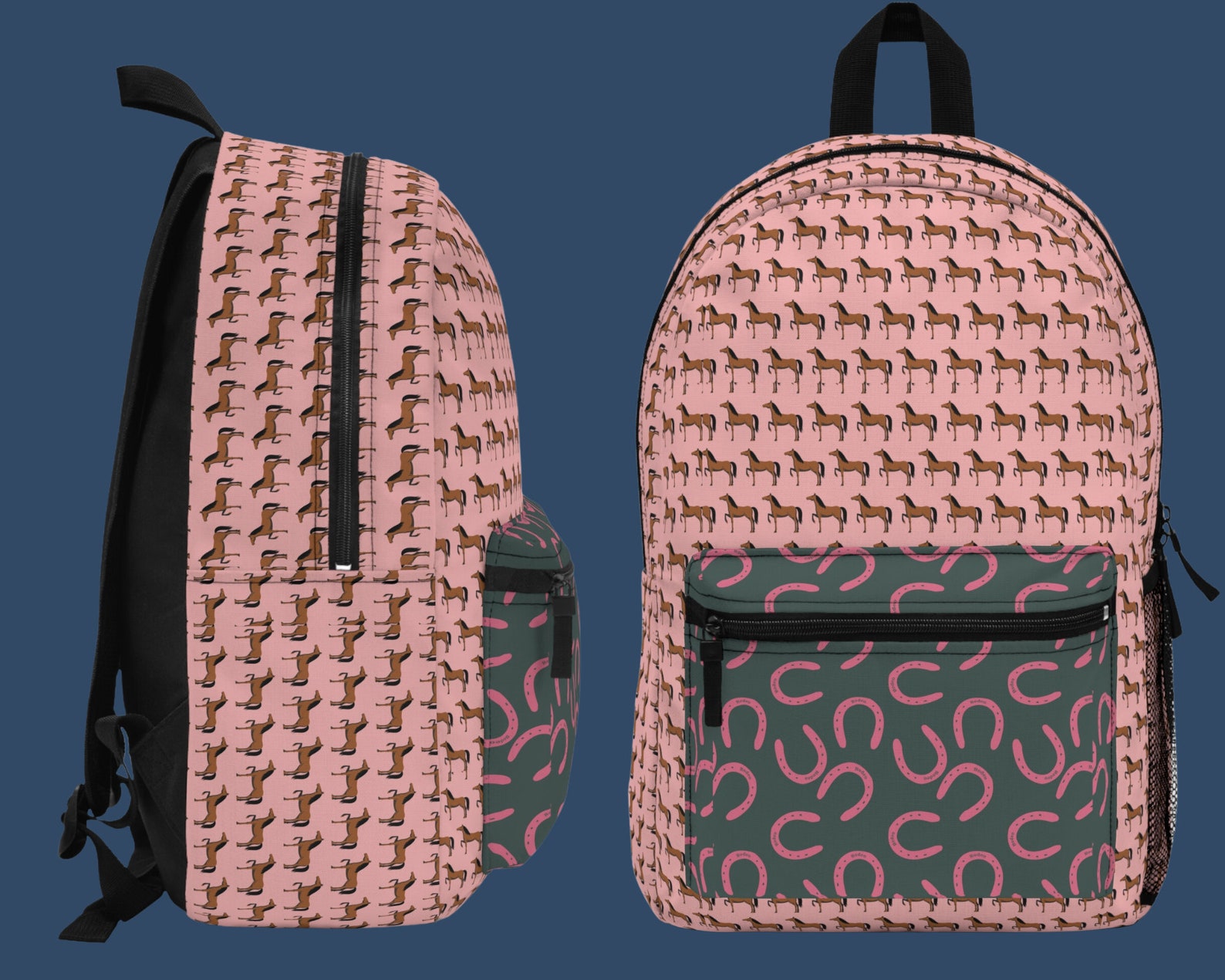 Horse Hand Drawn Pattern Print Backpack main image 0