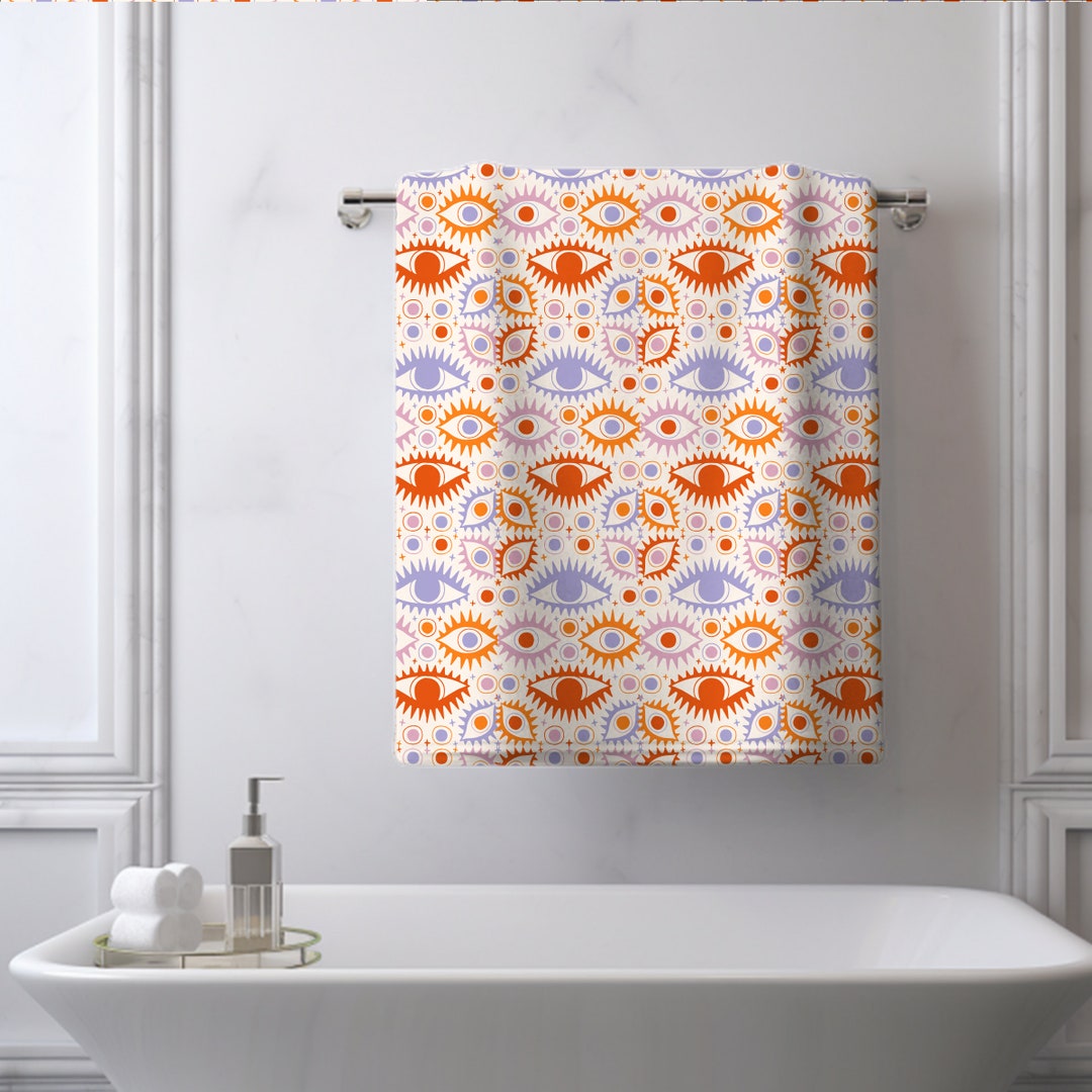 Boho Groovy Floral Bath Towels, Boho Retro Beach Towels - Etsy