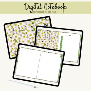 Digital Notebook, Flowers, 100 Pages, Dot Grid, Compatible with Goodnotes and Notability