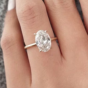 1.50 Ct Oval Cut Diamond Engagement Ring, 14K Rose Gold Solitaire Ring, Moissanite Proposal Ring, Simple Oval Wedding Ring, Anniversary Gift