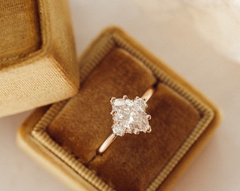 Anillo de compromiso Moissanite de talla marquesa de 1 CT, anillo de aniversario de boda Starburst, anillo minimalista delicado de siete piedras, anillo de plata Art Déco