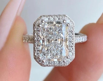 2.50 Ct Radiant Cut White Moissanite Engagement Ring Radiant Cut Wedding Ring 925 Sterling Silver Anniversary Ring, Custom Ring For Women
