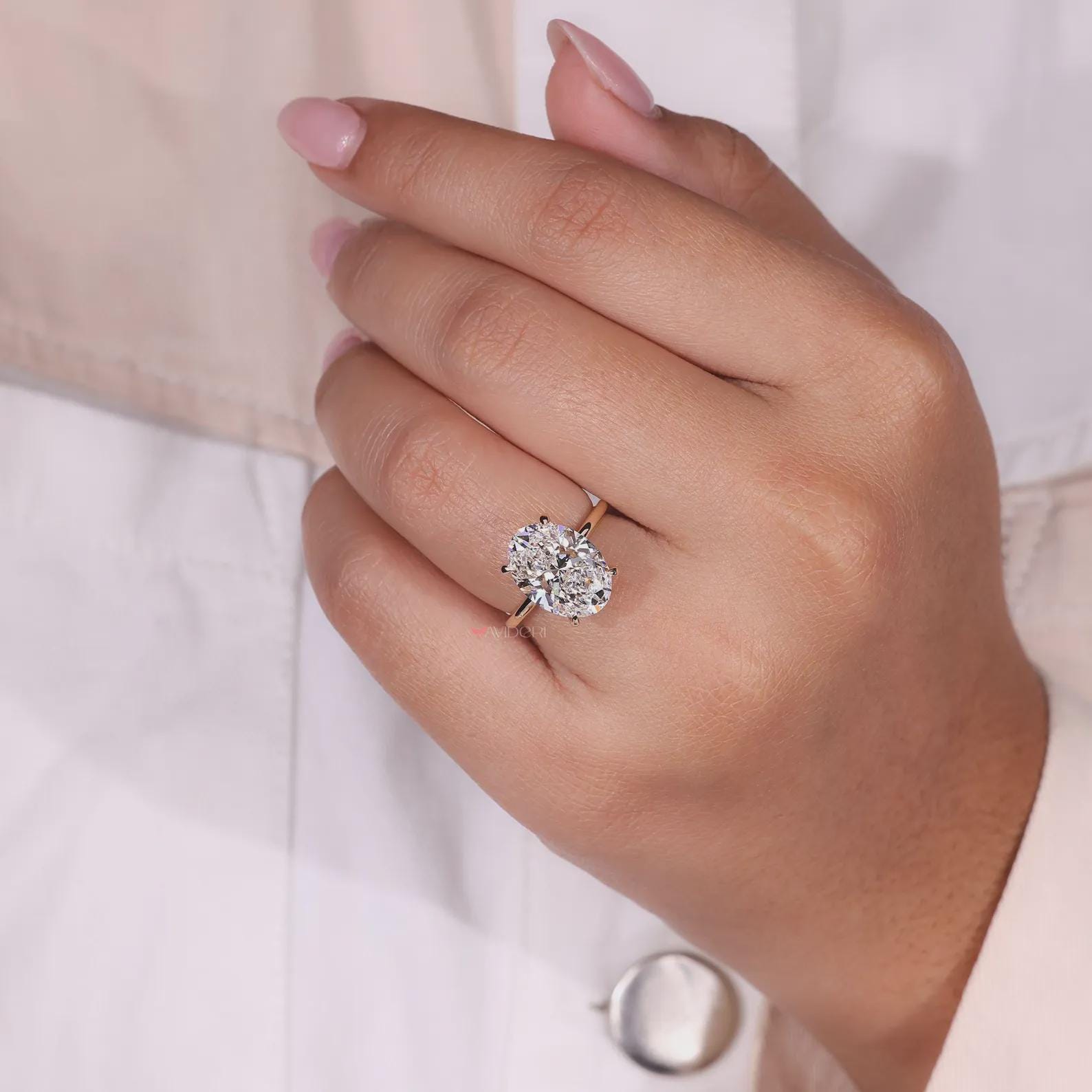 3CT Oval Cut Moissanite Engagement Ring, 14k Solid Gold Ring ...