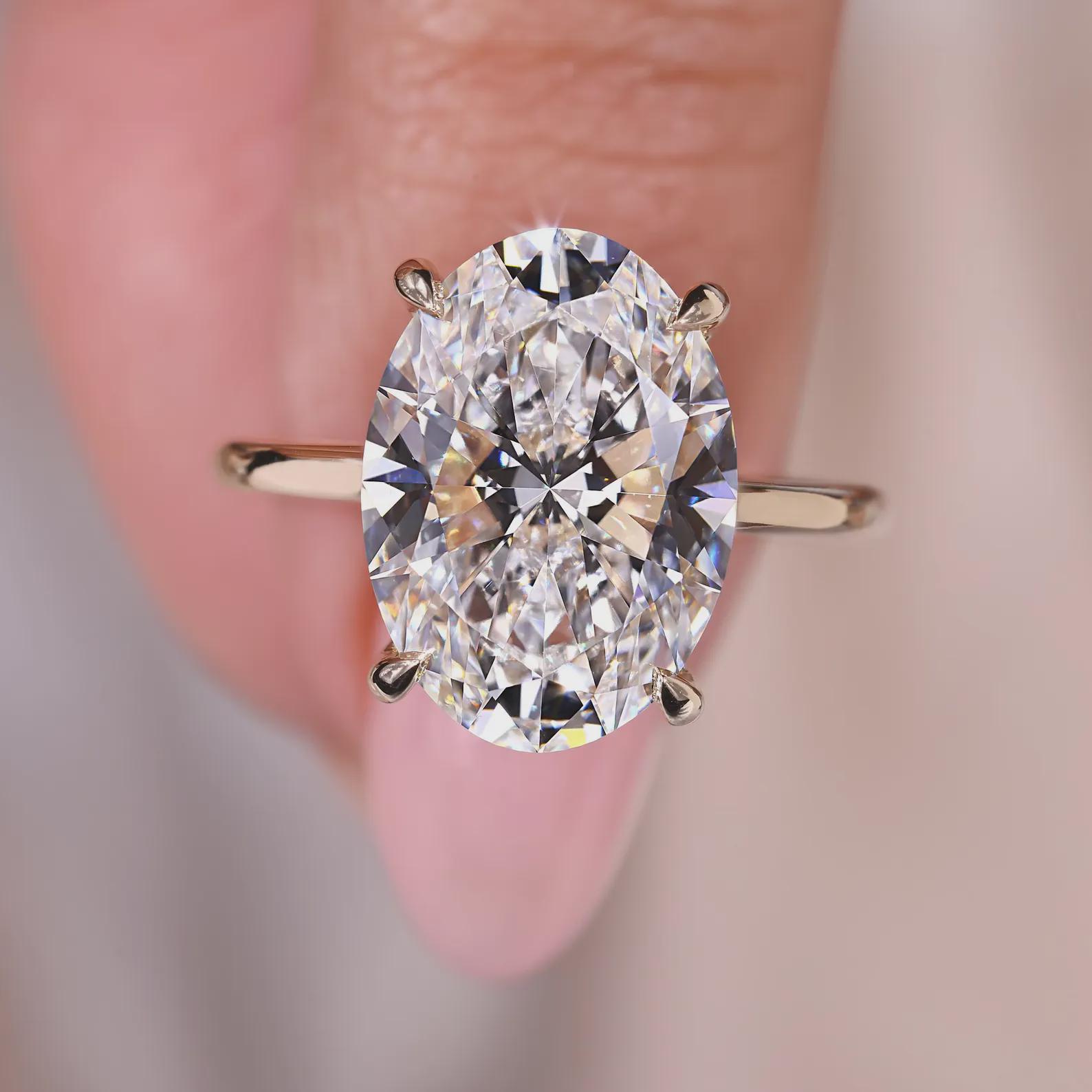 3CT Oval Cut Moissanite Engagement Ring, 14k Solid Gold Ring ...