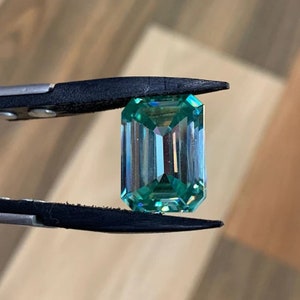 28.14 CT Vivid Blue Moissanite Emerald Cut, VVS Clarity Loose Stone, Large Size Moissanite, Statement Jewelry , Gemstone for Jewelry Making