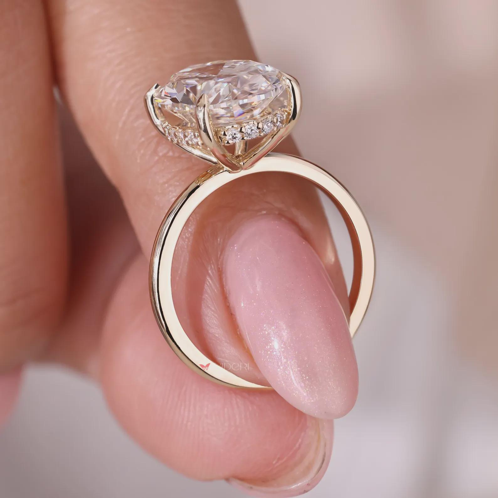 3CT Oval Cut Moissanite Engagement Ring, 14k Solid Gold Ring ...