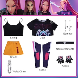 Kpop Demon Hunters Cosplay Costume, Anime Halloween Outfit, Rumi, Zoey, Mira Cosplay Costume