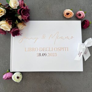 Libro degli Ospiti di Matrimonio Formato A4 Personalizzabile con Design elegante e moderno. 40 fogli bianchi lisce / 80 facciate. immagine 4