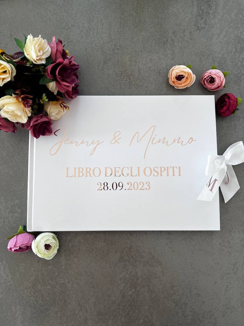 Libro degli Ospiti di Matrimonio Formato A4 Personalizzabile con Design elegante e moderno. 40 fogli bianchi lisce / 80 facciate. immagine 4