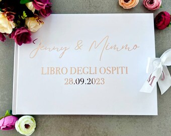 Libro degli Ospiti di Matrimonio - Formato A4 - Personalizzabile con Design elegante e moderno. 40 fogli bianchi lisce / 80 facciate.