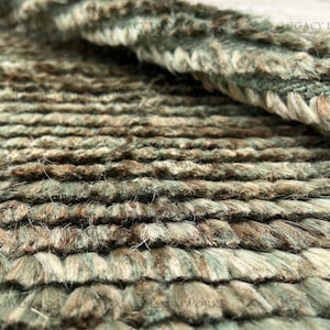 Green Hand Knotted Jute Rug, Textured Natural Fiber Carpet, Bohemian Farmhouse Living Room Area Rug, Eco-Friendly Handmade Home Décor 8x10
