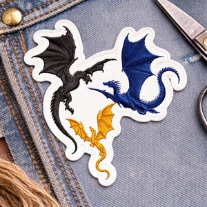 Custom embroidered dragon patch fantasy creature iron on patch gothic dragon design for jacket backpack vest unique gift