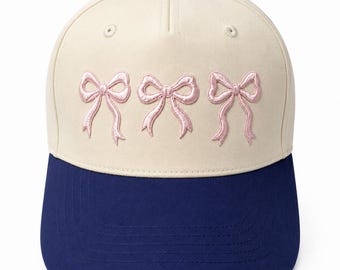 Custom Embroidered Bow Baseball Cap Coquette Style Hat Cute Ribbon Embroidery Hat Girly Aesthetic Gift for Women