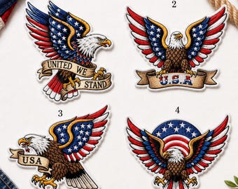 Custom Embroidered Patriotic Eagle Patch Collection USA Iron On Patch American Freedom Applique Badge