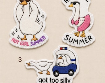 Custom Embroidered Goose Patch Set Funny Bird Iron On Applique Cute Meme Goose Patches for Jacket Backpack Hat Accessories