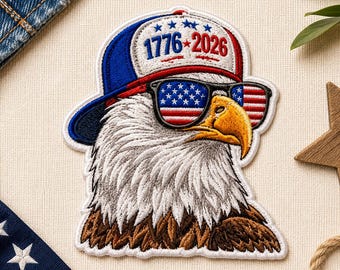 Custom Embroidered Eagle Patch 1776 2026 Patriotic Iron On Patch USA Anniversary Applique Badge for Jackets Hats