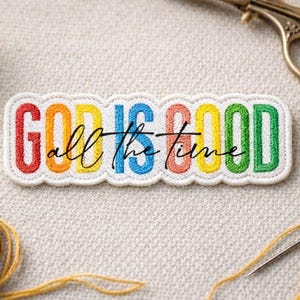 Custom God Is Good embroidered patch colorful faith typography embroidery iron on patch christian inspirational gift