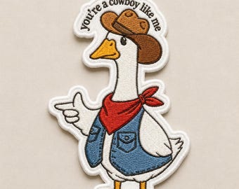 Custom Embroidered Cowboy Goose Patch Funny Western Duck Iron On Applique Cute Country Bird Badge Gift