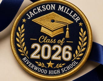 Custom Embroidered Graduation Patch Class of 2026 Personalized Name School Graduation Badge Keepsake Gift for Students