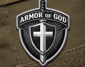 Custom Armor Of God Embroidered Patch Christian Shield Cross Faith Iron On Patch Gift for Jacket Vest Hat