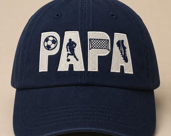 Custom Soccer Papa Embroidered Hat Football Dad Baseball Cap Sports Parent Gift for Soccer Fans
