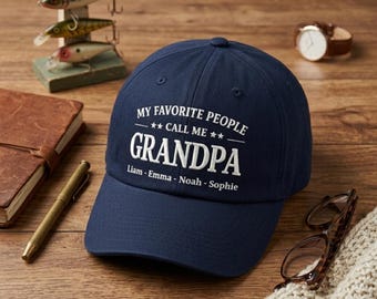 Custom Grandpa Embroidered Hat Personalized Name Cap Family Gift for Grandfather Fathers Day Embroidery Hat Custom Kids Names