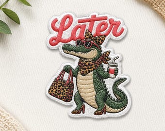 Custom Embroidered Later Alligator Patch Funny Crocodile Iron On Applique Cute Southern Style Badge Gift