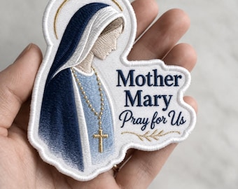 Custom Mother Mary Pray for Us embroidered patch Catholic religious Virgin Mary faith patch iron on applique gift