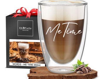 Doppelwandiges Latte Macchiato Glas | ME Time | 350ml [PERFEKTES GESCHENK] Ideal als Thermogläser für Cappuccino | Kaffegläser | Teegläser