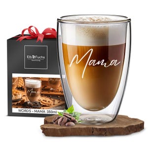 Double-walled latte macchiato glass | MAMA | 350ml [PERFECT GIFT for Mom] Ideal as a thermal glass | Mom mug | Mom cup for tea