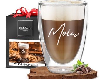 Doppelwandiges Latte Macchiato Glas | MOIN | 350ml [PERFEKTES GESCHENK] Ideal als Thermoglas für Cappuccino, Kaffee und Latte Macchiato